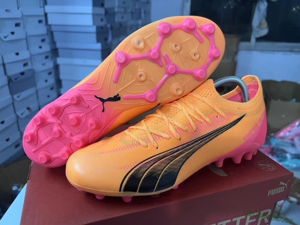 Men's Puma Ultra Ultimate MG Multi Ground Low-Tops Football Boots - Yellow/Black/Pink