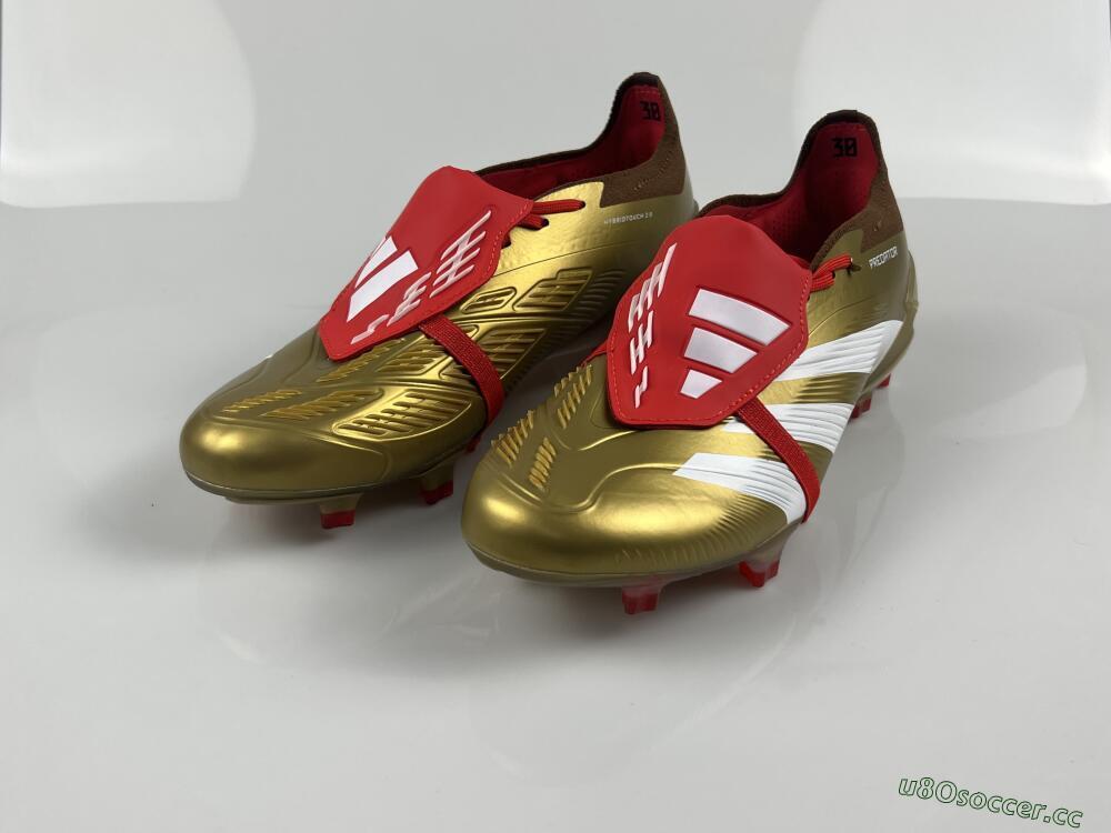 Men's Adidas Predator Elite Foldover Tongue FG Firm Ground Low-Tops Football Boots - Gold/White/Red