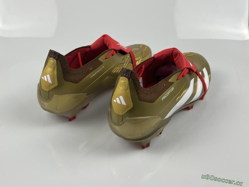 Men's Adidas Predator Elite Foldover Tongue FG Firm Ground Low-Tops Football Boots - Gold/White/Red