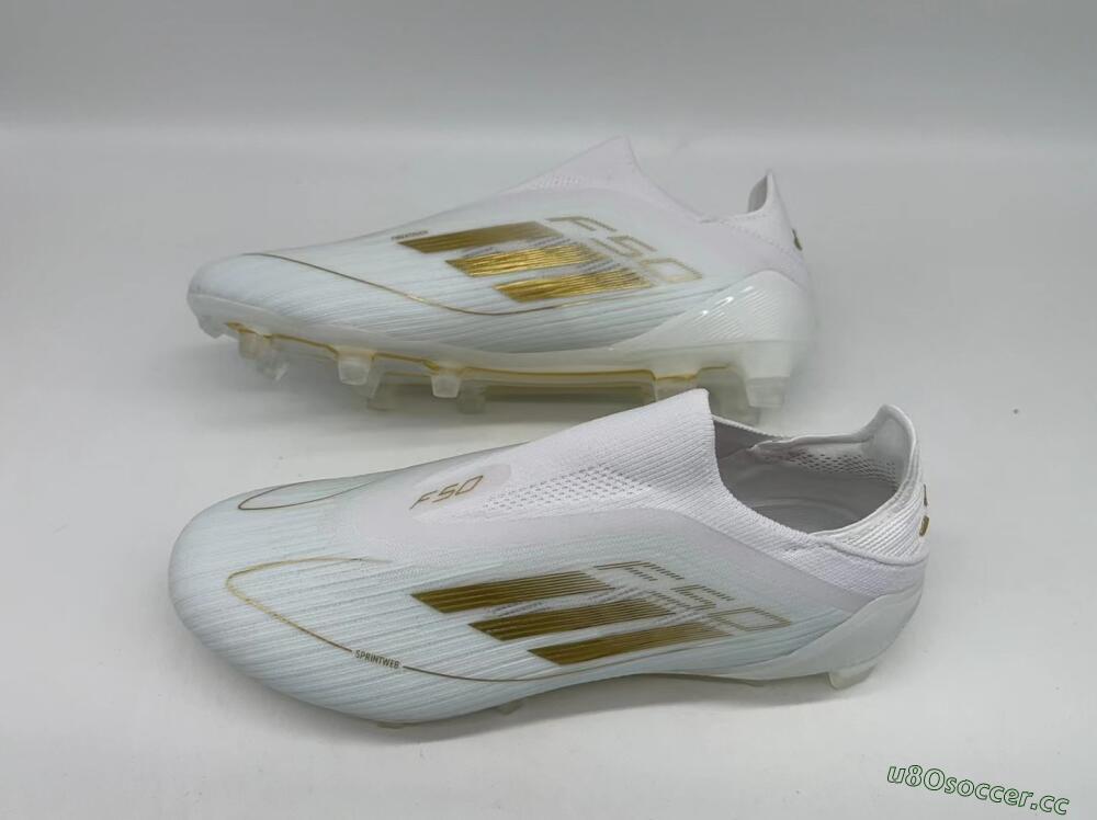 Men's Adidas F50+ Adizero FG Firm Ground Low-Tops Football Boots - White/Gold