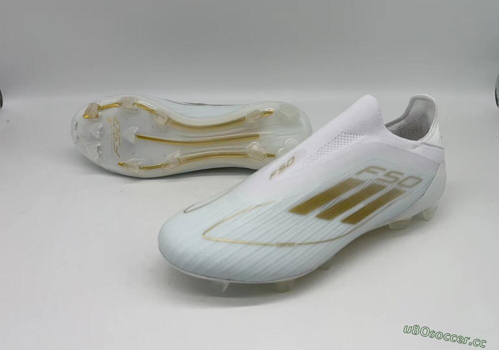 Men's Adidas F50+ Adizero FG Firm Ground Low-Tops Football Boots - White/Gold