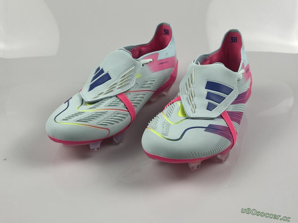 Men's Adidas Predator Elite Foldover Tongue FG Firm Ground Low-Tops Football Boots - Blue/Purple/Pink