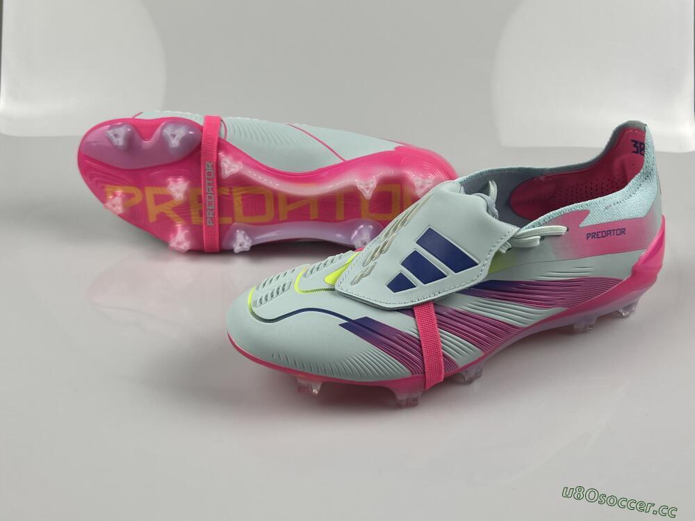 Men's Adidas Predator Elite Foldover Tongue FG Firm Ground Low-Tops Football Boots - Blue/Purple/Pink