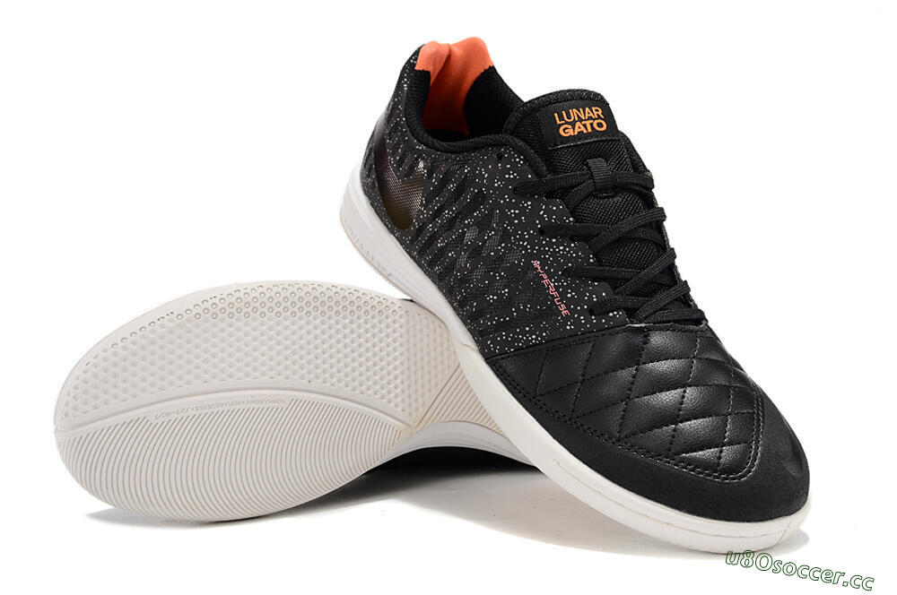 Unisex Nike Lunar Gato 2 TF Indoor & Futsal Low-Tops Football Shoes - Black/White/Orange 3