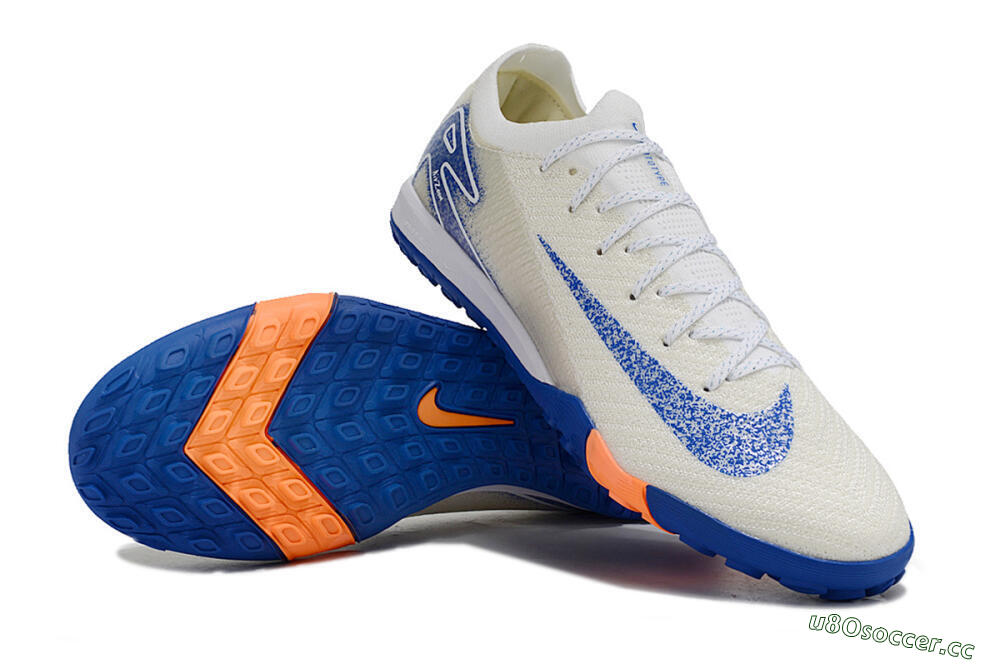 Men's Nike Air Zoom Mercurial Vapor 16 Elite TF Artificial Turf Low-Tops Football Shoes - White/Blue/Orange 4