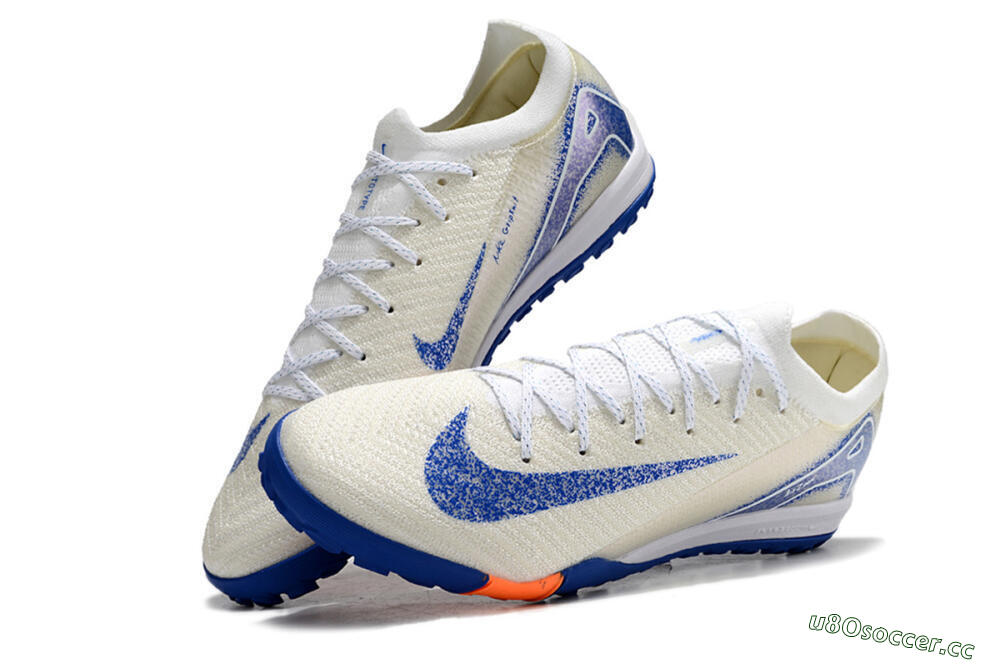 Men's Nike Air Zoom Mercurial Vapor 16 Elite TF Artificial Turf Low-Tops Football Shoes - White/Blue/Orange 5