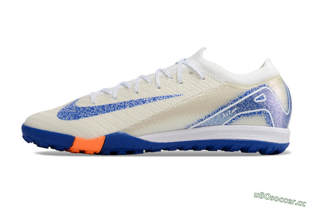 Men's Nike Air Zoom Mercurial Vapor 16 Elite TF Artificial Turf Low-Tops Football Shoes - White/Blue/Orange 0