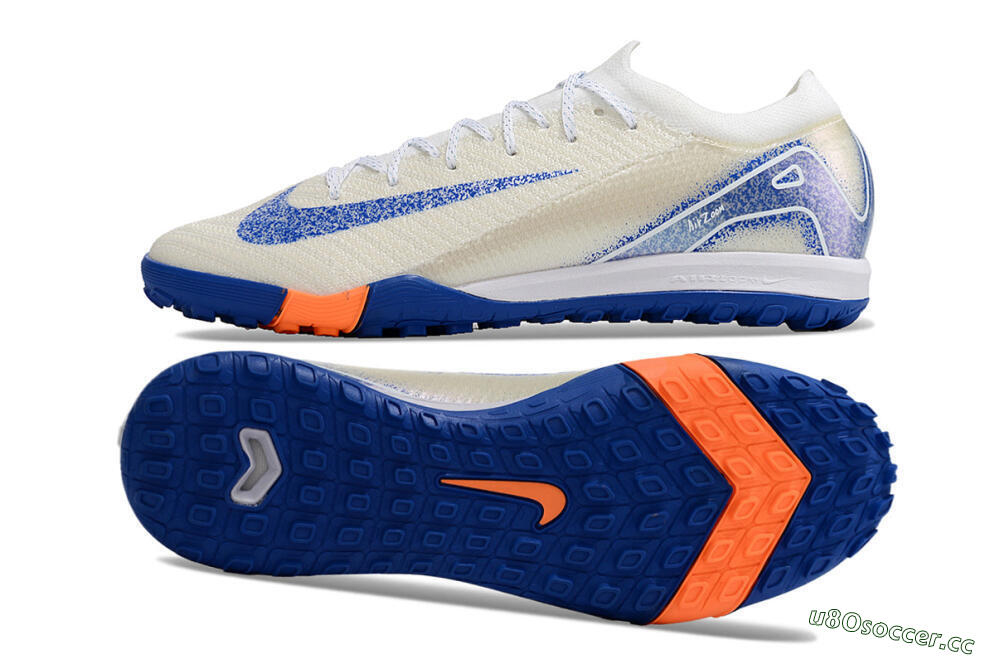 Men's Nike Air Zoom Mercurial Vapor 16 Elite TF Artificial Turf Low-Tops Football Shoes - White/Blue/Orange 1
