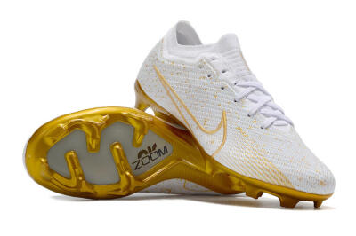 Men's Nike Air Zoom Mercurial Vapor 15 Elite FG Firm Ground Low-Tops Football Boots - White/Gold