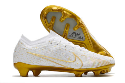 Men's Nike Air Zoom Mercurial Vapor 15 Elite FG Firm Ground Low-Tops Football Boots - White/Gold