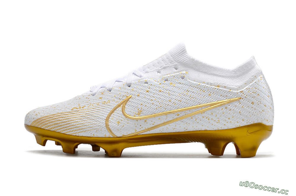 Men's Nike Air Zoom Mercurial Vapor 15 Elite FG Firm Ground Low-Tops Football Boots - White/Gold 0
