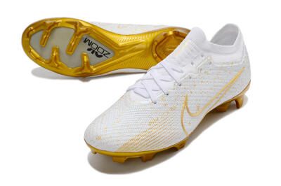 Men's Nike Air Zoom Mercurial Vapor 15 Elite FG Firm Ground Low-Tops Football Boots - White/Gold