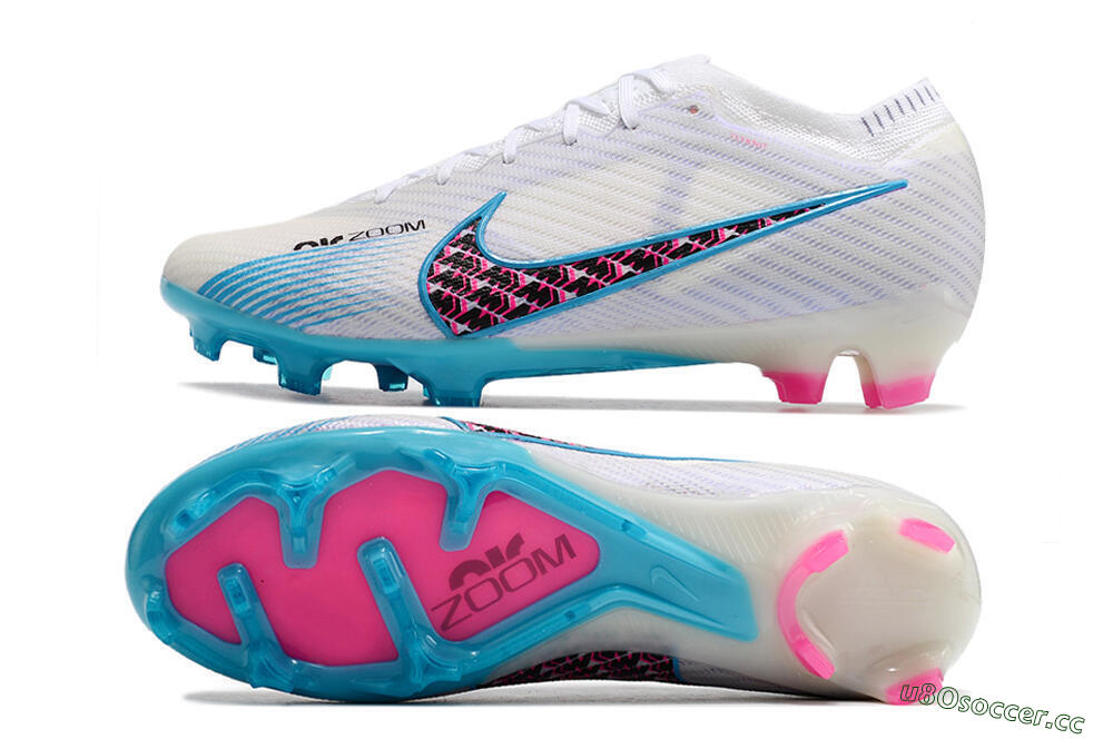 Unisex Nike Air Zoom Mercurial Vapor 15 Elite FG Firm Ground Low-Tops Football Boots - White/Blue/Black/Pink 1