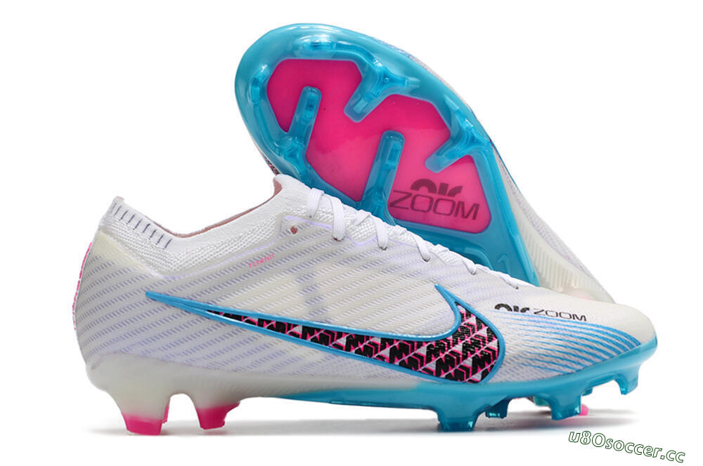 Unisex Nike Air Zoom Mercurial Vapor 15 Elite FG Firm Ground Low-Tops Football Boots - White/Blue/Black/Pink 2