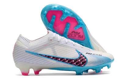 Unisex Nike Air Zoom Mercurial Vapor 15 Elite FG Firm Ground Low-Tops Football Boots - White/Blue/Black/Pink