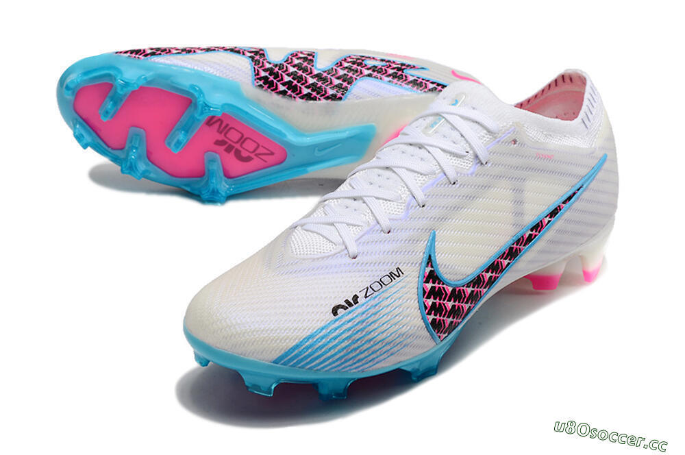 Unisex Nike Air Zoom Mercurial Vapor 15 Elite FG Firm Ground Low-Tops Football Boots - White/Blue/Black/Pink 3