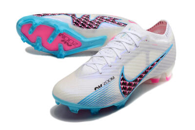 Unisex Nike Air Zoom Mercurial Vapor 15 Elite FG Firm Ground Low-Tops Football Boots - White/Blue/Black/Pink