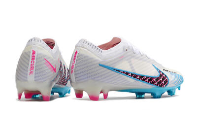 Unisex Nike Air Zoom Mercurial Vapor 15 Elite FG Firm Ground Low-Tops Football Boots - White/Blue/Black/Pink