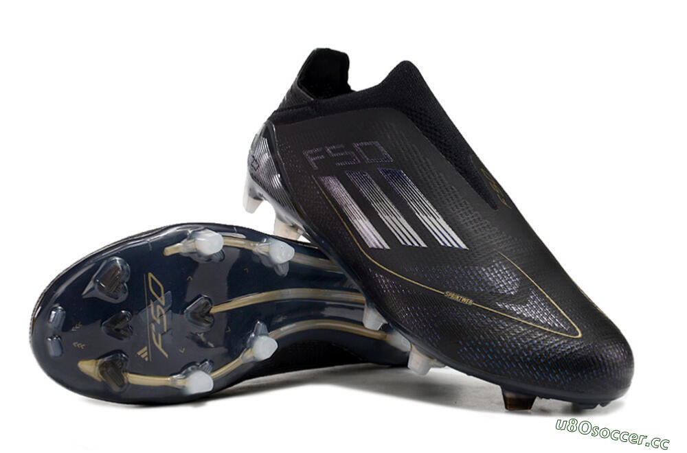 Unisex Adidas F50+ Adizero FG Firm Ground Low-Tops Football Boots - Black/Purple/Gold 3