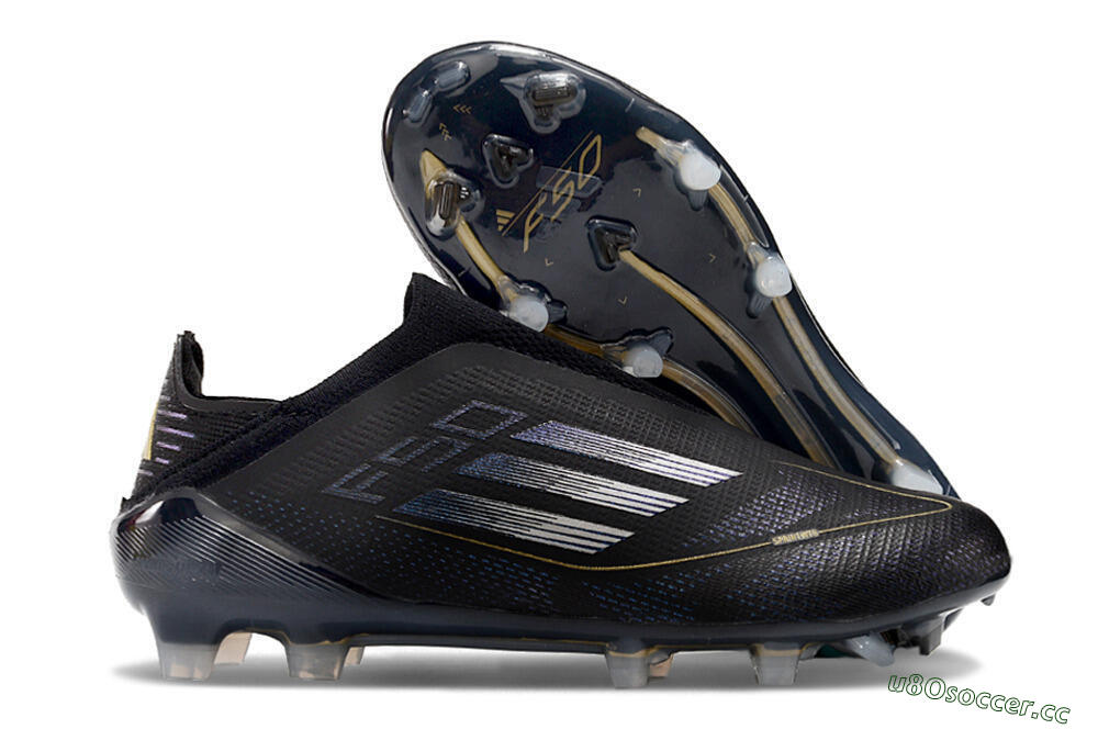 Unisex Adidas F50+ Adizero FG Firm Ground Low-Tops Football Boots - Black/Purple/Gold 2