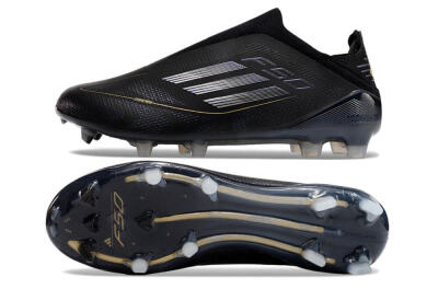 Unisex Adidas F50+ Adizero FG Firm Ground Low-Tops Football Boots - Black/Purple/Gold