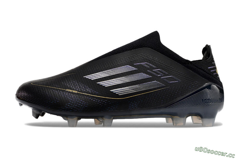 Unisex Adidas F50+ Adizero FG Firm Ground Low-Tops Football Boots - Black/Purple/Gold 0