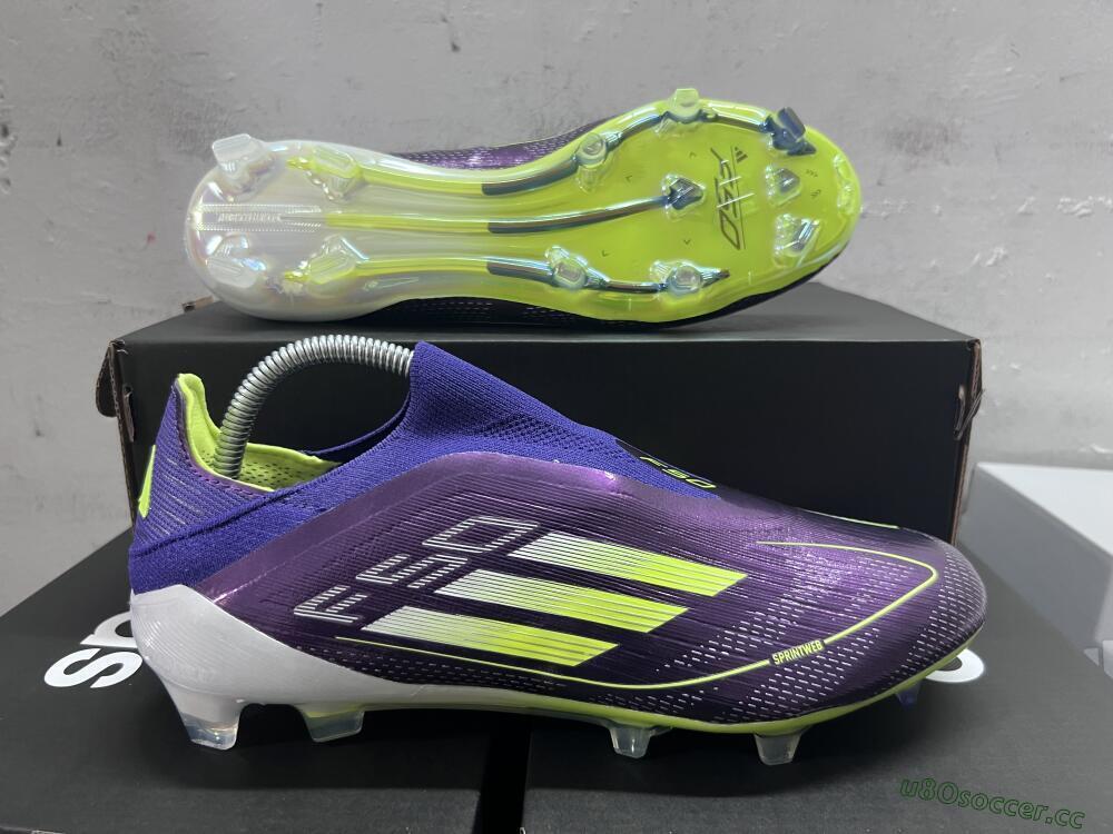 Unisex Adidas F50+ Adizero FG Firm Ground Low-Tops Football Boots - Purple/Yellow/Blue