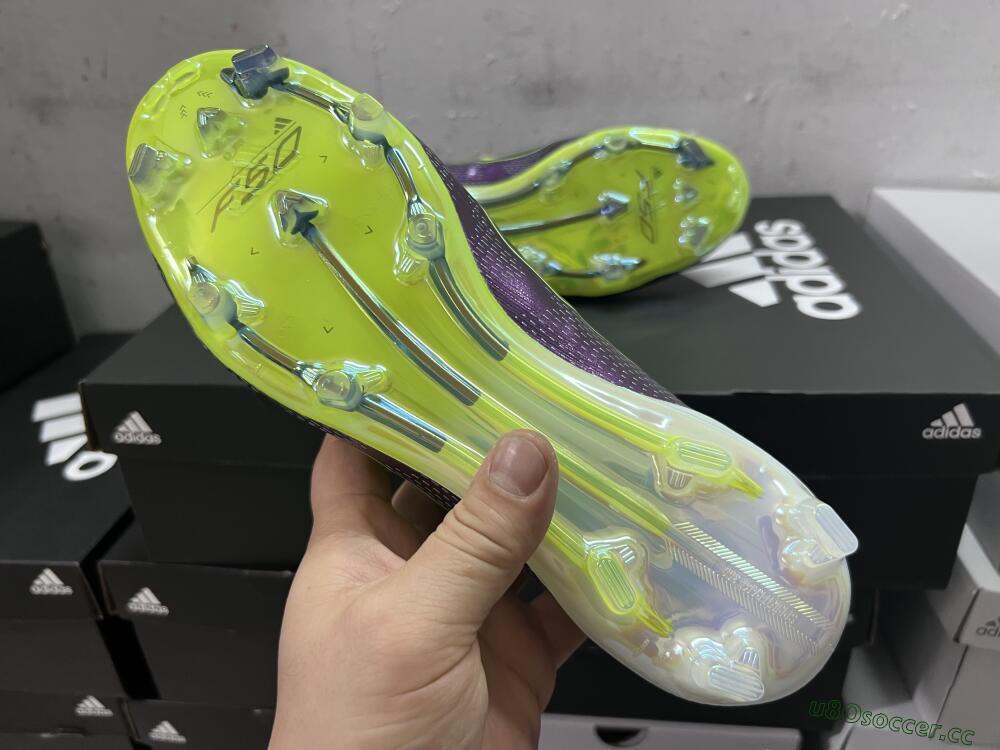 Unisex Adidas F50+ Adizero FG Firm Ground Low-Tops Football Boots - Purple/Yellow/Blue