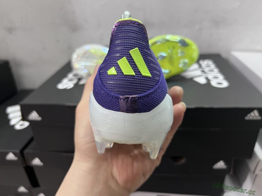 Unisex Adidas F50+ Adizero FG Firm Ground Low-Tops Football Boots - Purple/Yellow/Blue