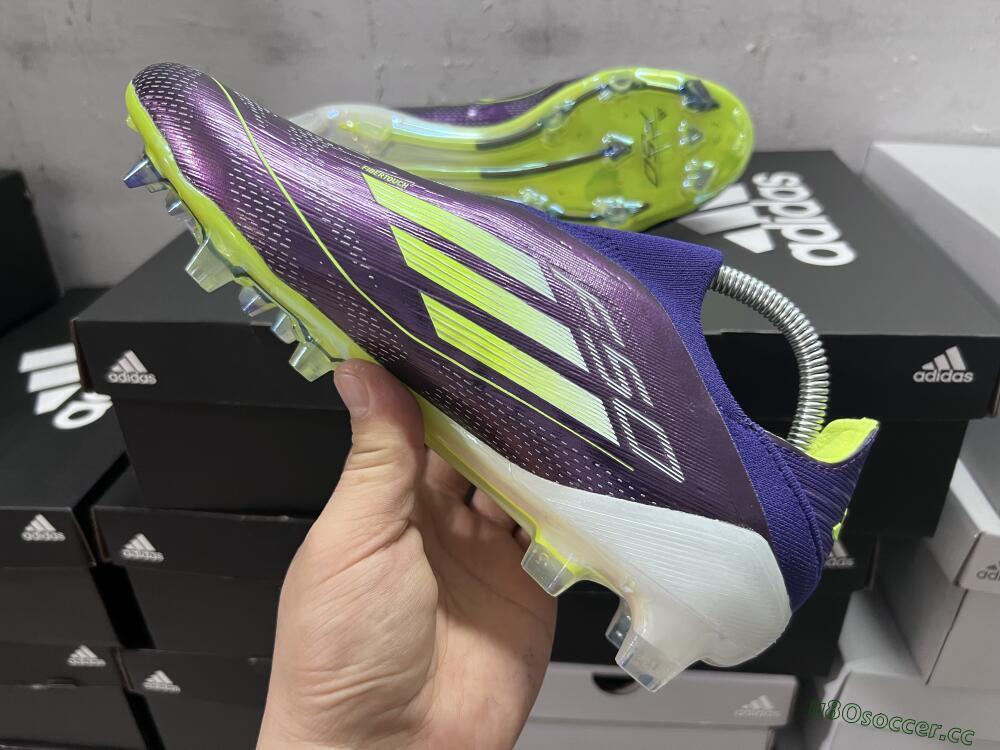 Unisex Adidas F50+ Adizero FG Firm Ground Low-Tops Football Boots - Purple/Yellow/Blue