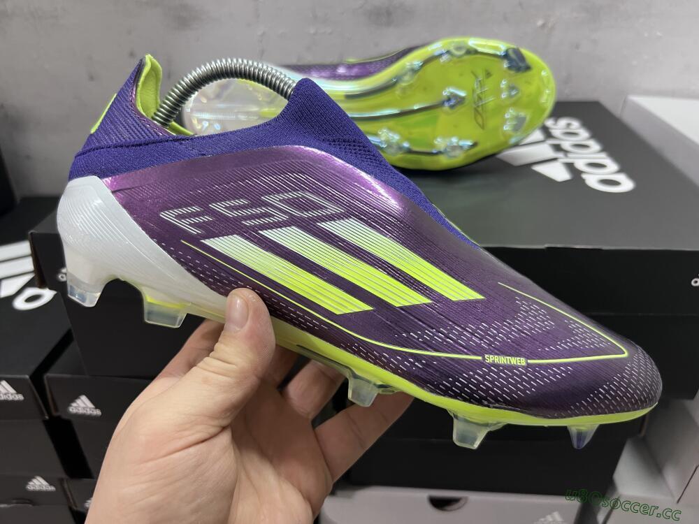 Unisex Adidas F50+ Adizero FG Firm Ground Low-Tops Football Boots - Purple/Yellow/Blue