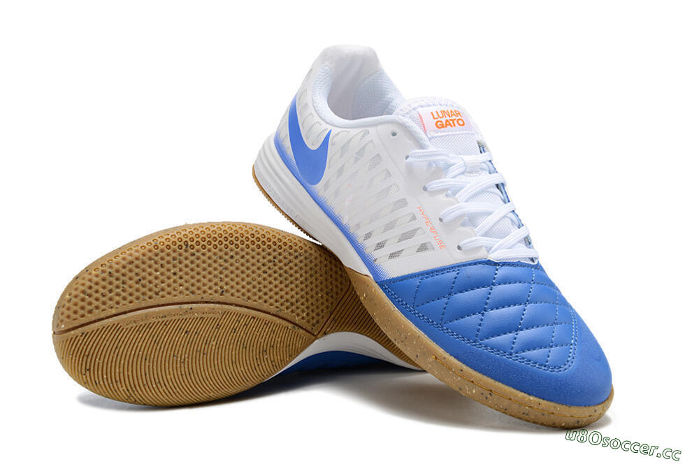 Unisex Nike Lunar Gato 2 IC Indoor & Futsal Low-Tops Football Shoes - White/Blue 3