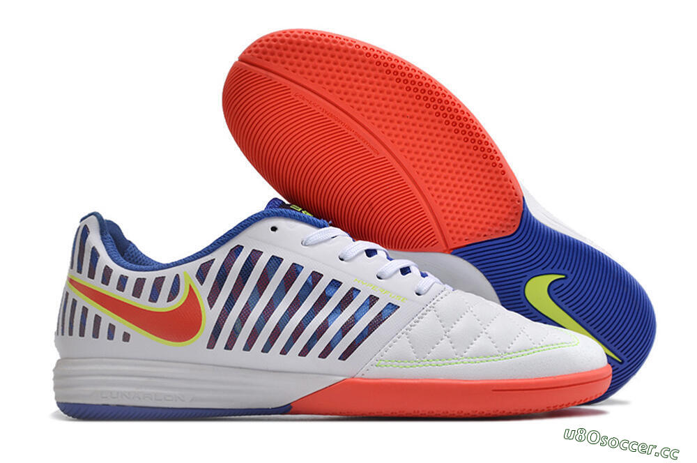 Unisex Nike Lunar Gato 2 IC Indoor & Futsal Low-Tops Football Shoes - White/Blue/Red 2