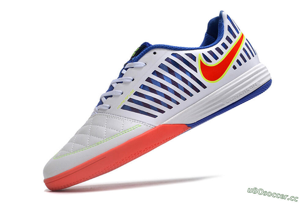 Unisex Nike Lunar Gato 2 IC Indoor & Futsal Low-Tops Football Shoes - White/Blue/Red 5