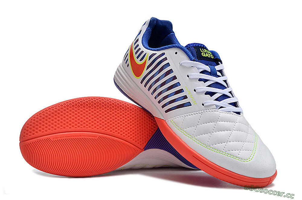 Unisex Nike Lunar Gato 2 IC Indoor & Futsal Low-Tops Football Shoes - White/Blue/Red 3