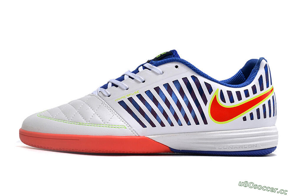Unisex Nike Lunar Gato 2 IC Indoor & Futsal Low-Tops Football Shoes - White/Blue/Red 0