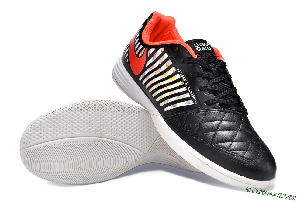 Unisex Nike Lunar Gato 2 IC Indoor & Futsal Low-Tops Football Shoes - Black/White/Red 3