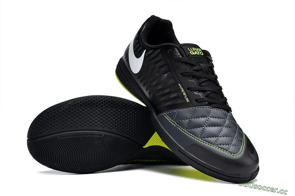 Unisex Nike Lunar Gato 2 IC Indoor & Futsal Low-Tops Football Shoes - Black/White/Yellow 3
