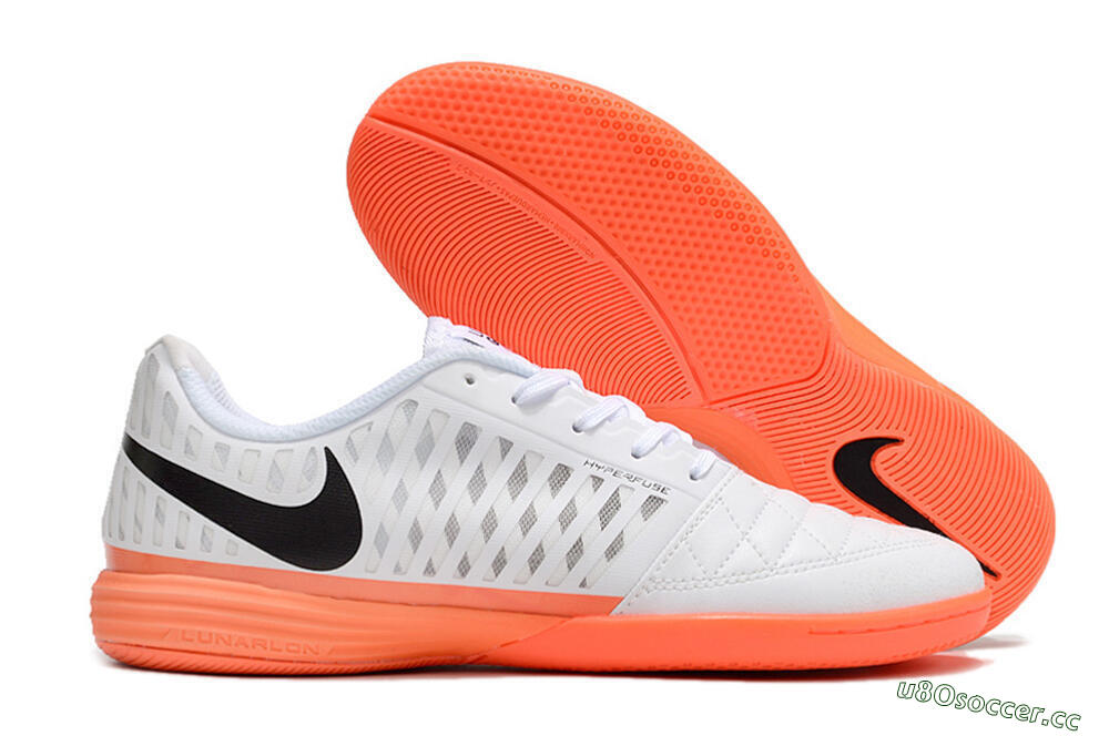 Unisex Nike Lunar Gato 2 IC Indoor & Futsal Low-Tops Football Shoes - White/Black/Orange 2