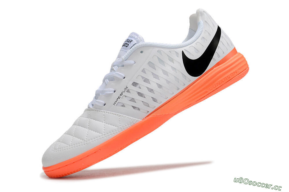 Unisex Nike Lunar Gato 2 IC Indoor & Futsal Low-Tops Football Shoes - White/Black/Orange 5