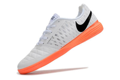 Unisex Nike Lunar Gato 2 IC Indoor & Futsal Low-Tops Football Shoes - White/Black/Orange