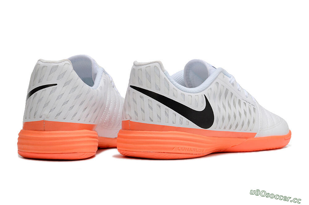 Unisex Nike Lunar Gato 2 IC Indoor & Futsal Low-Tops Football Shoes - White/Black/Orange 6