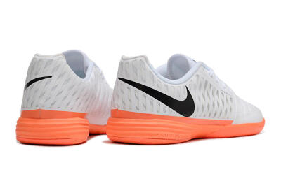 Unisex Nike Lunar Gato 2 IC Indoor & Futsal Low-Tops Football Shoes - White/Black/Orange