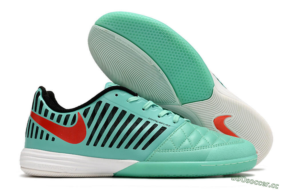 Unisex Nike Lunar Gato 2 IC Indoor & Futsal Low-Tops Football Shoes - Jade/Black/Red 2