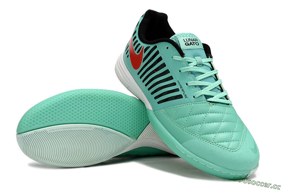Unisex Nike Lunar Gato 2 IC Indoor & Futsal Low-Tops Football Shoes - Jade/Black/Red 3