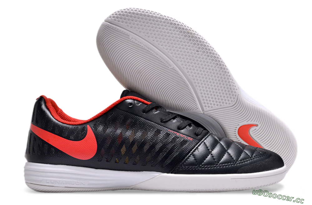 Unisex Nike Lunar Gato 2 IC Indoor & Futsal Low-Tops Football Shoes - Black/Red/White 2