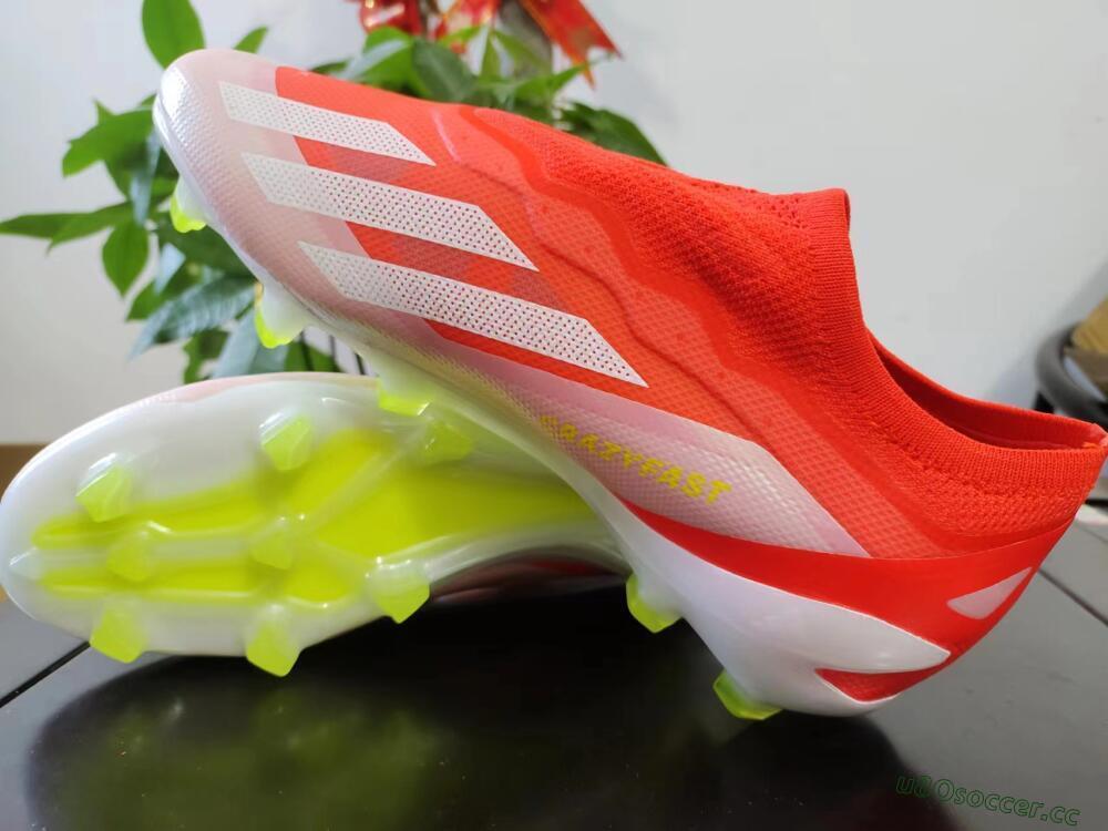 Men's Adidas X Crazyfast+ Laceless FG Firm Ground Low-Tops Football Boots - Red/White/Yellow