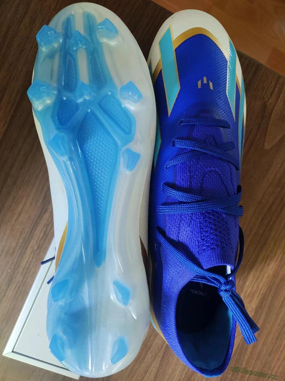 Men's Adidas X Crazyfast.1 Messi FG Firm Ground Low-Tops Football Boots - Blue/Jade/Gold/White