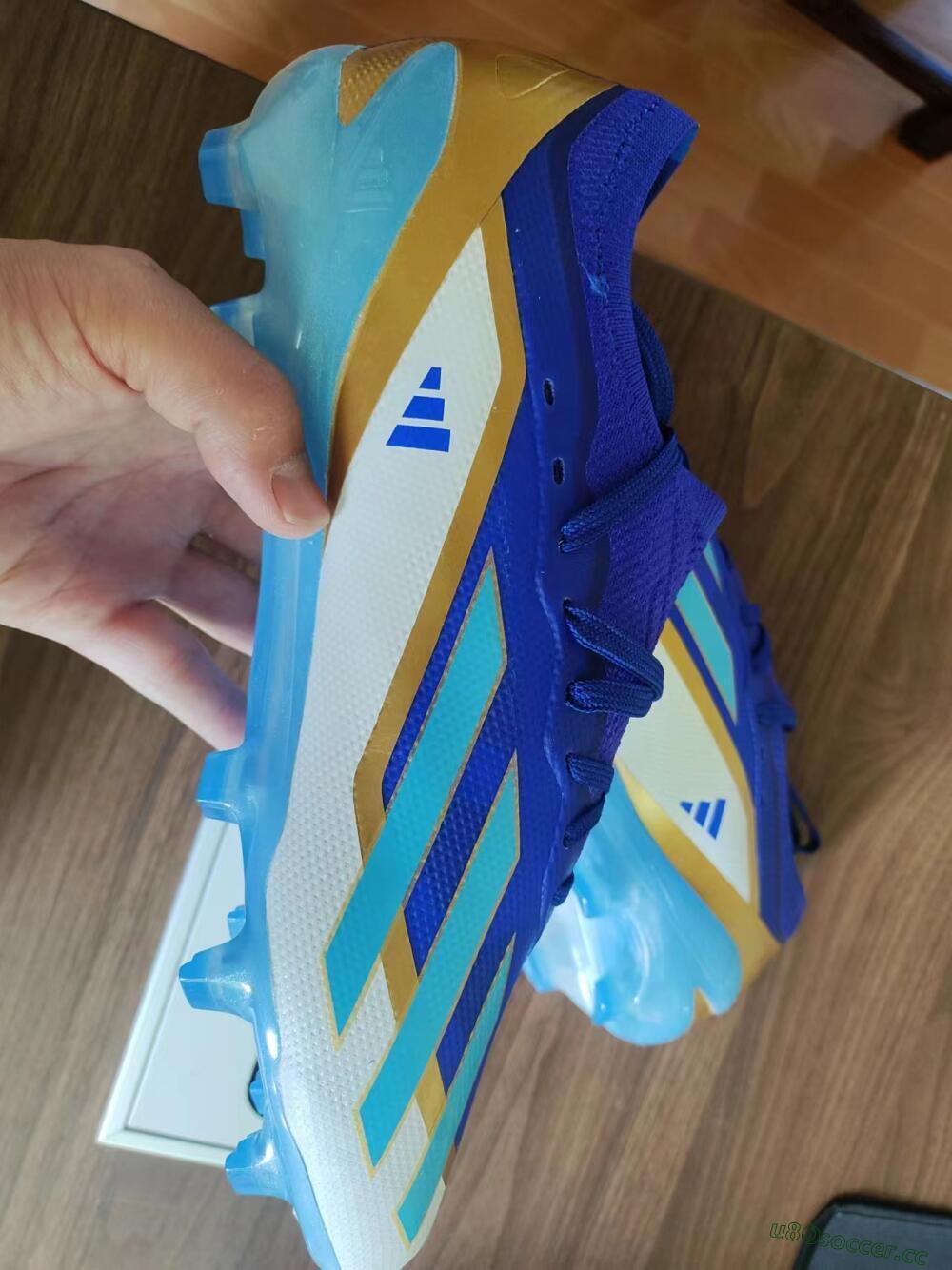 Men's Adidas X Crazyfast.1 Messi FG Firm Ground Low-Tops Football Boots - Blue/Jade/Gold/White