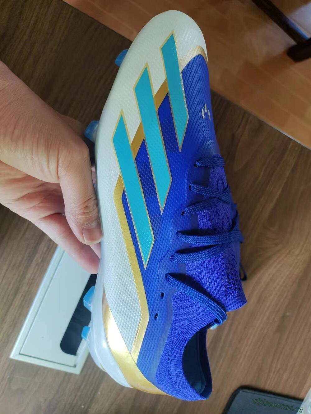Men's Adidas X Crazyfast.1 Messi FG Firm Ground Low-Tops Football Boots - Blue/Jade/Gold/White
